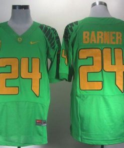 Ducks #24 Kenjon Barner Green Elite PAC-12 Patch Stitched NCAA Jersey