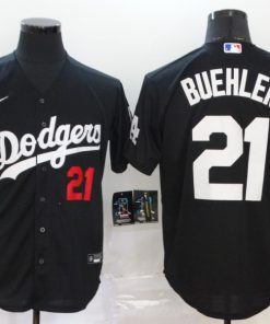 Men's Los Angeles Dodgers #21 Walker Buehler Black Flex Base Stitched MLB Jersey