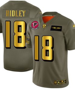 Men's Atlanta Falcons #18 Calvin Ridley 2019 Olive/Gold Salute To Service Limited Stitched NFL Jersey