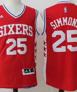 76ers #25 Ben Simmons Red Stitched NBA Jersey