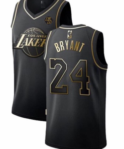 Men's Los Angeles Lakers Black Golden #24 Kobe Bryant Edition Stitched NBA Jersey