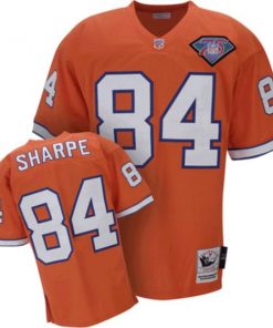 Mitchell & Ness Broncos #84 Shannon Sharpe Orange Stitched Throwback NFL Jersey