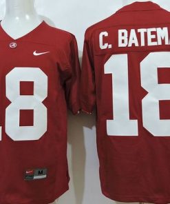 Crimson Tide #18 Cooper Bateman Red SEC Patch Stitched NCAA Jersey