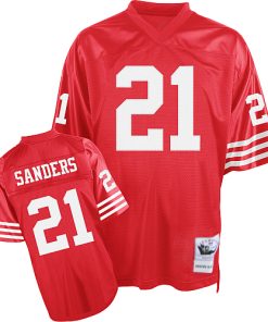 Mitchell and Ness 49ers #21 Deion Sanders Stitched Red NFL Jersey