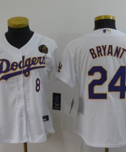 Women's Los Angeles Dodgers Front #8 Back #24 Kobe Bryant White Cool Base Stitched MLB Jersey(Run Small)