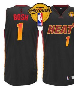 Heat #1 Chris Bosh Black Finals Patch Stitched NBA Vibe Jersey