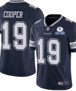 Men's Dallas Cowboys #19 Amari Cooper Navy With Est 1960 Patch Limited Stitched NFL Jersey