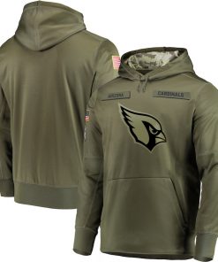 Men's Arizona Cardinals 2018 Olive Salute to Service Sideline Therma Performance  Pullover Stitched  NFL Hoodie