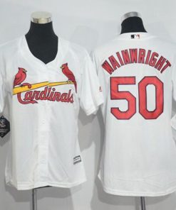 Cardinals #50 Adam Wainwright White Women's Home Stitched MLB Jersey