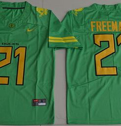 Ducks #21 Royce Freeman Apple Green Electric Lightning Limited Stitched NCAA Jersey