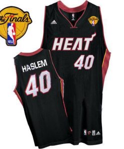 Heat #40 Udonis Haslem Black Finals Patch Stitched NBA Jersey