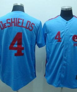 Mitchell and Ness Expos #4 Delino Deshields Blue Stitched Throwback MLB Jersey