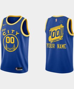 Men's Golden State Warriors Customized 2020-21 Hardwood Classics Blue Stitched NBA Jersey