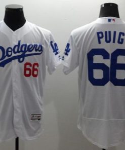 Dodgers #66 Yasiel Puig White Flexbase Authentic Collection Stitched MLB Jersey