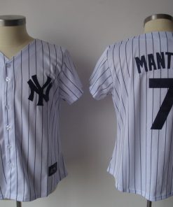 Yankees #7 Mickey Mantle White Strip Women's Fashion Stitched MLB Jersey