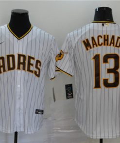 Men's San Diego Padres Majestic White #13 Manny Machado Stitched MLB Jersey
