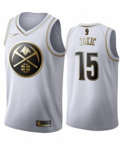 Men's Denver Nuggets #15 Nikola Jokic White 2019 Golden Edition Stitched NBA Jersey