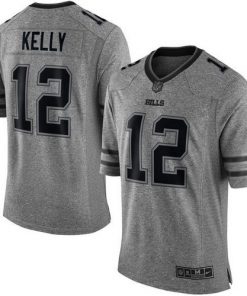 Nike Bills #12 Jim Kelly Gray Men's Stitched NFL Limited Gridiron Gray Jersey