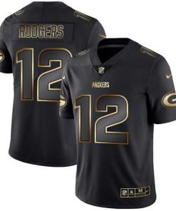 Men's Green Bay Packers #12 Aaron Rodgers 2019 Black Gold Edition Stitched NFL Jersey