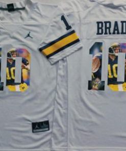 Wolverines #10 Tom Brady White Player Fashion Stitched NCAA Jersey