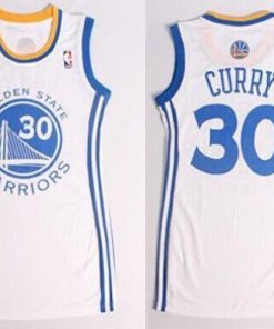 Warriors #30 Stephen Curry White Women's Dress Stitched NBA Jersey