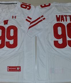 Badgers #99 J.J. Watt White Under Armour Stitched NCAA Jersey