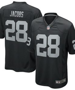 Men's Oakland Raiders #28 Josh Jacobs Black Game Stitched Jersey