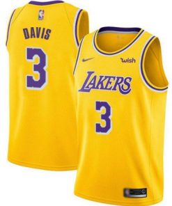 Men's Los Angeles Lakers #3 Anthony Davis Yellow Stitched NBA Jersey