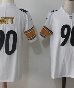 Men's Nike Pittsburgh Steelers #90 T. J. Watt White Stitched NFL Vapor Untouchable Limited Jersey