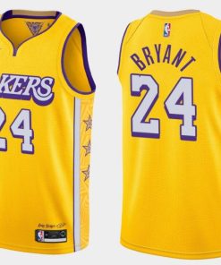 Men's Los Angeles Lakers Yellow # 24 Kobe Bryant City Editon Stitched NBA Jersey