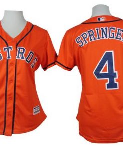 Astros #4 George Springer Orange Alternate Women's Stitched MLB Jersey