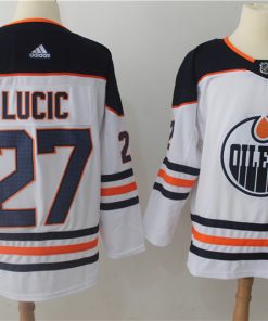 Men's Adidas Edmonton Oilers #27 Milan Lucic White Stitched NHL Jersey