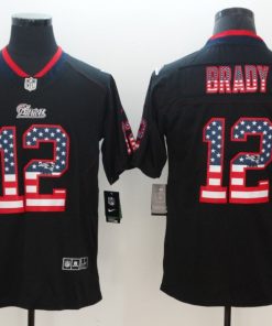 Men's Patriots #12 Tom Brady 2018 Black USA Flag Color Rush Limited Fashion NFL Stitched Jersey