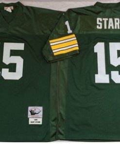 Mitchell And Ness 1969 Packers #15 Bart Starr Green Throwback Stitched NFL Jersey