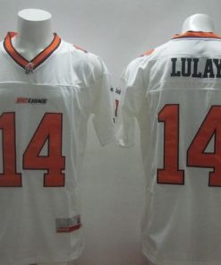 Lions #14 Travis Lulay White Stitched CFL Jersey