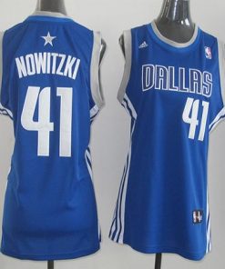 Mavericks #41 Dirk Nowitzki Blue Women's Road Stitched NBA Jersey