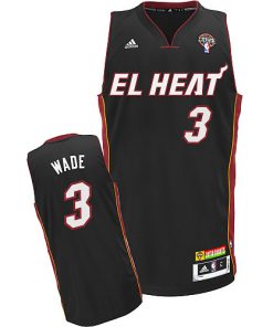 Latin Nights Heat #3 Dwyane Wade Black Stitched NBA Jersey