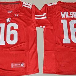 Badgers #16 Russell Wilson Red Under Armour Stitched NCAA Jersey