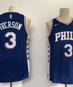 Men's Philadelphia 76ers #3 Allen Iverson Blue Swingman Stitched NBA Jersey