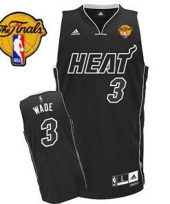 Heat Finals Patch #3 Dwyane Wade Black Shadow Stitched NBA Jersey