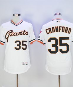 Men's San Francisco Giants #35 Brandon Crawford White Throwback Flexbase Stitched MLB Jersey