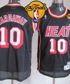 Heat #10 Tim Hardaway Black Hardwood Classics Nights Finals Patch Stitched NBA Jersey