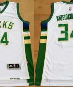 Bucks #34 Giannis Antetokounmpo White Revolution 30 Stitched NBA Jersey