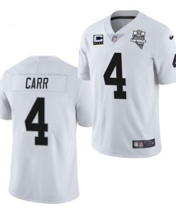 Men's Las Vegas Raiders #4 Derek Carr White 2020 Inaugural Season With C Patch Vapor Limited Stitched NFL Jersey