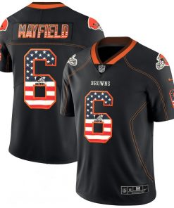 Men's Cleveland Browns #6 Baker Mayfield 2018 Black USA Flag Fashion NFL Limited Stitched Jersey