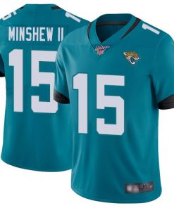 Men's Jacksonville Jaguars #15 Gardner Minshew II Blue 2019 100th Season Vapor Untouchable Limited Stitched NFL Jersey.