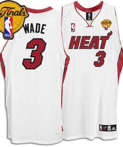 Heat Finals Patch #3 Dwyane Wade White Stitched NBA Jersey