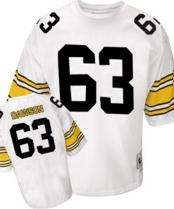 Mitchell And Ness Steelers #63 Dermontti Dawson White Stitched NFL Jersey
