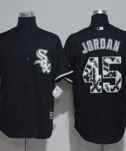 Men's Chicago White sox #45 Michael Jordan black Team Logo Print Cool Base Stitched MLB Jersey