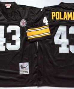 Mitchell And Ness Steelers #43 Troy Polamalu Black Throwback Stitched NFL Jersey